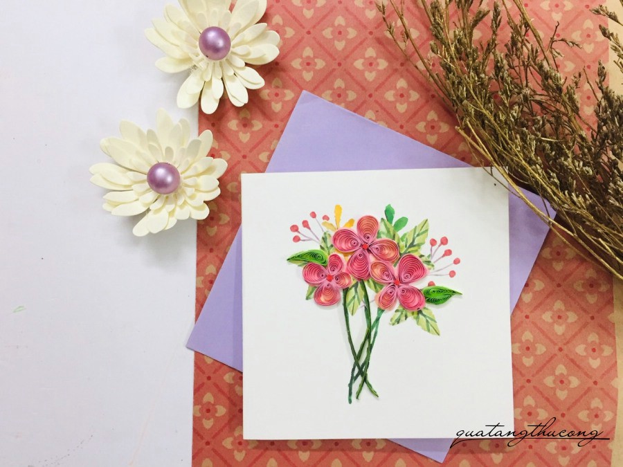 Thiệp quilling 10x10cm - Bó hoa